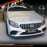 C63 Panamericana Style Front Bumper Bar Grille Grill Bodykit for Mercedes-Benz C-Class W205 C205 S205 A205 2019-2021 & C43 AMG